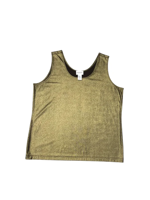 Top Sleeveless By Chicos In Gold, Size: Xl